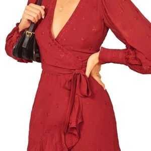 Reformation Red Wrap Dress